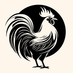 Rooster vector for logo or icon,clip art, drawing Elegant minimalist style,abstract style Illustration	