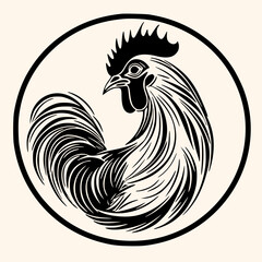 Rooster vector for logo or icon,clip art, drawing Elegant minimalist style,abstract style Illustration	