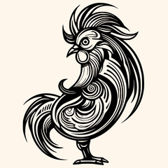 Rooster vector for logo or icon,clip art, drawing Elegant minimalist style,abstract style Illustration	