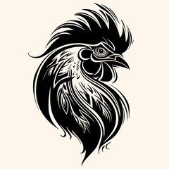 Rooster vector for logo or icon,clip art, drawing Elegant minimalist style,abstract style Illustration	