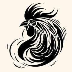 Rooster vector for logo or icon,clip art, drawing Elegant minimalist style,abstract style Illustration	