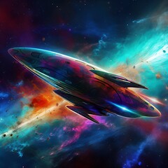  RGB spaceship glides through the galaxy, ready to embark on its next adventure