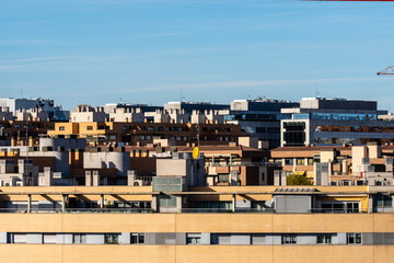 Fototapeta premium Urban landscape of housing in the Las Tablas neighborhood. Real estate, property and mortgage concepts