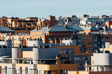 Urban landscape of housing in the Las Tablas neighborhood. Real estate, property and mortgage concepts