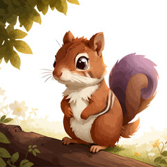 Cute squirrel vector illustration isolated white background cartoon for children