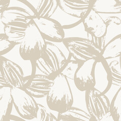 Fototapeta premium Neutral Colour Tropical Leaf Seamless Pattern Design