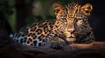 Foto op Plexiglas A leopard in the wild is looking at the camera © DLC Studio