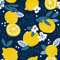 Lemon seamless pattern in simle style.
