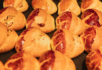 Pastries with Sesame Seeds. Turkish pogaca (pastry) 