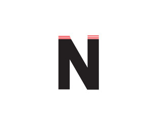 N alphabet letter logo icon in black and read.