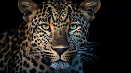 A leopard in the wild is looking at the camera - obrazy, fototapety, plakaty