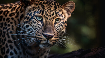 Fototapeta na wymiar A leopard in the wild is looking at the camera