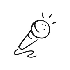 Microphone icon in doodle style on a white background. Vector EPS 10