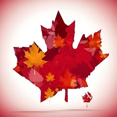 A red maple leaf with small maple leaves inside, symbol of Canada. 