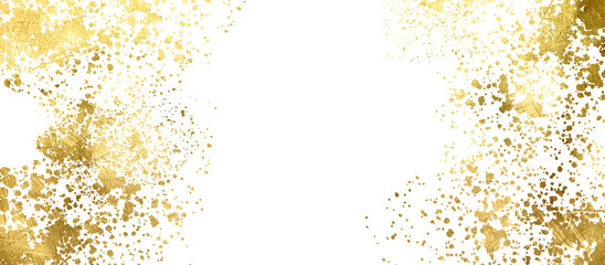 Gold sparkle  splatter border.  Gold Foil Frame Gold  stroke on transparent background for wedding invitation.