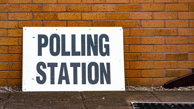 A Polling Station Sign On Election Day