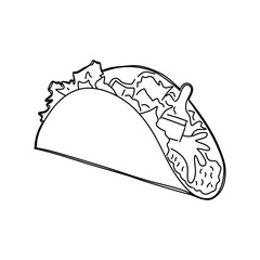 Hand drawn tacos icon. Vector illustration.