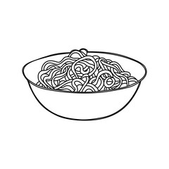 Indian chinese food hakka noodles sketch. Vector.