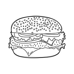 Cheeseburger in hand drawn style. Vector.