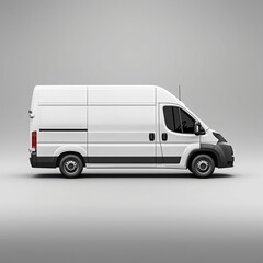 Isolated Clean White Delivery Van on Empty Background. Generative AI
