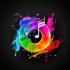vinyl musical note swirl music logo - by generative ai