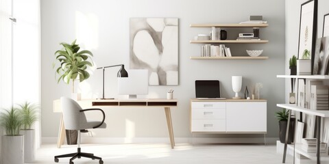 Modern Stylish Home Office Setup AI Generated