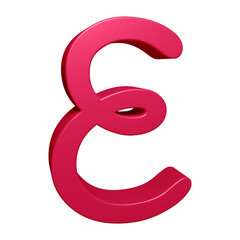Pink alphabet letter e in 3d rendering for education concept