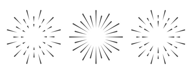 Circle, round sunburst, line editable sun frame icon set