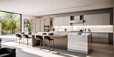 Fototapeta na wymiar Sleek Modern Kitchen Interior Design AI Generated
