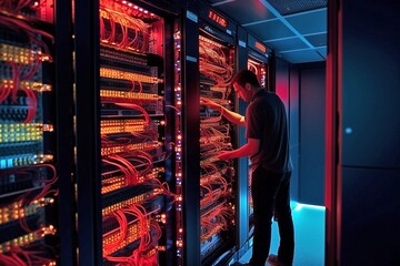 Electrical System Assembly, Man at Work Generative AI