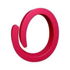 Pink alphabet letter o in 3d rendering for education concept