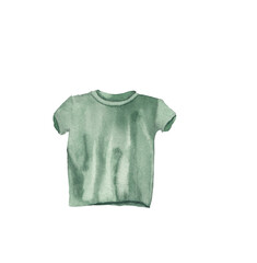 Green t-shirt Clothes illustrations Watercolor hand painted clipart Great for shop design, posters, greeting cards, flyer, sale banner, educational material 