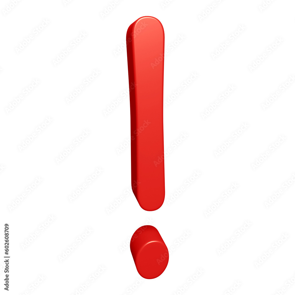 Poster red exclamation mark symbol or icon design in 3d rendering