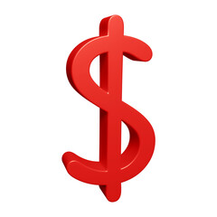 Red dollar symbol or icon design in 3d rendering