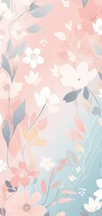 Fototapeta na wymiar Beautiful pastel floral illustration background, vertical wallpaper. Generative Ai