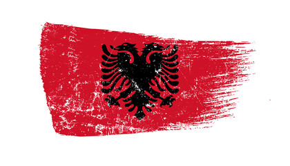 Albenia Flag Designed in Brush Strokes and Grunge Texture