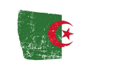 Algeria Flag Designed in Brush Strokes and Grunge Texture