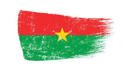 Obraz premium Burkina faso Flag Designed in Brush Strokes and Grunge Texture