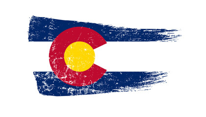 Colorado Flag Designed in Brush Strokes and Grunge Texture - obrazy, fototapety, plakaty