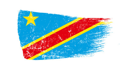 Congo democratic Flag Designed in Brush Strokes and Grunge Texture