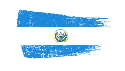 El Salvador Flag Designed in Brush Strokes and Grunge Texture - obrazy, fototapety, plakaty