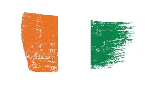 Cote Divoire Flag Designed in Brush Strokes and Grunge Texture