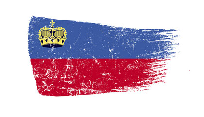 Liechtenstein Flag Designed in Brush Strokes and Grunge Texture