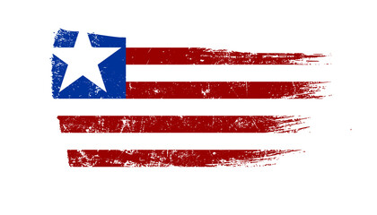 Liberia Flag Designed in Brush Strokes and Grunge Texture