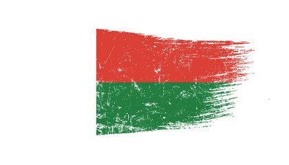 Madagascar Flag Designed in Brush Strokes and Grunge Texture