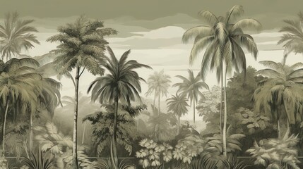 Tropical Paradise: Lush Coconut Trees and Exotic Flora. Generative AI