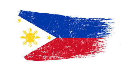 Philippines Flag Designed in Brush Strokes and Grunge Texture