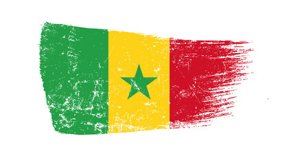 Senegal Flag Designed in Brush Strokes and Grunge Texture