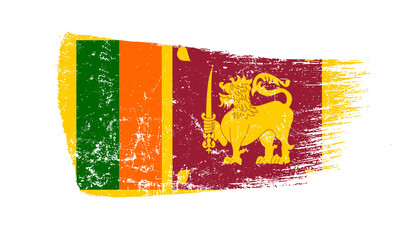 Sri Lanka Flag Designed in Brush Strokes and Grunge Texture