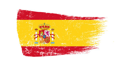 Spain Flag Designed in Brush Strokes and Grunge Texture
